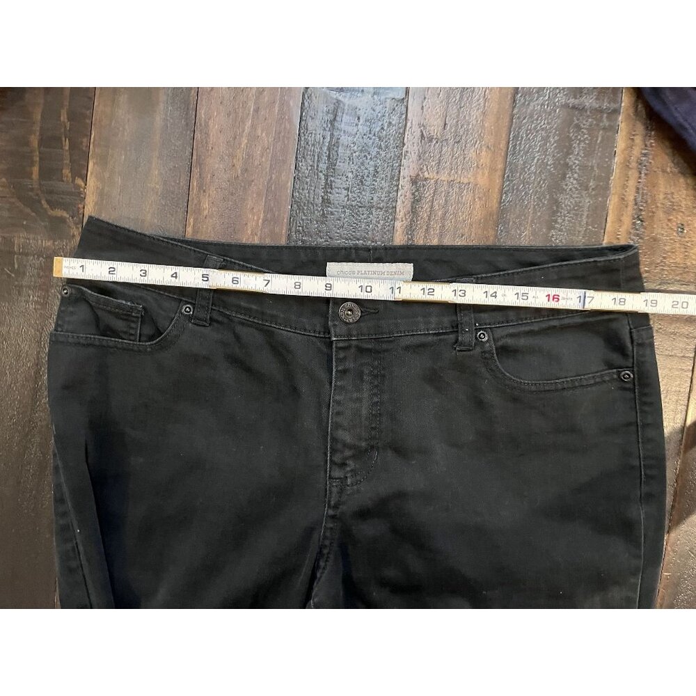 Chico's Platinum Denim vanity size 10 Black straight leg - Picture 9 of 10